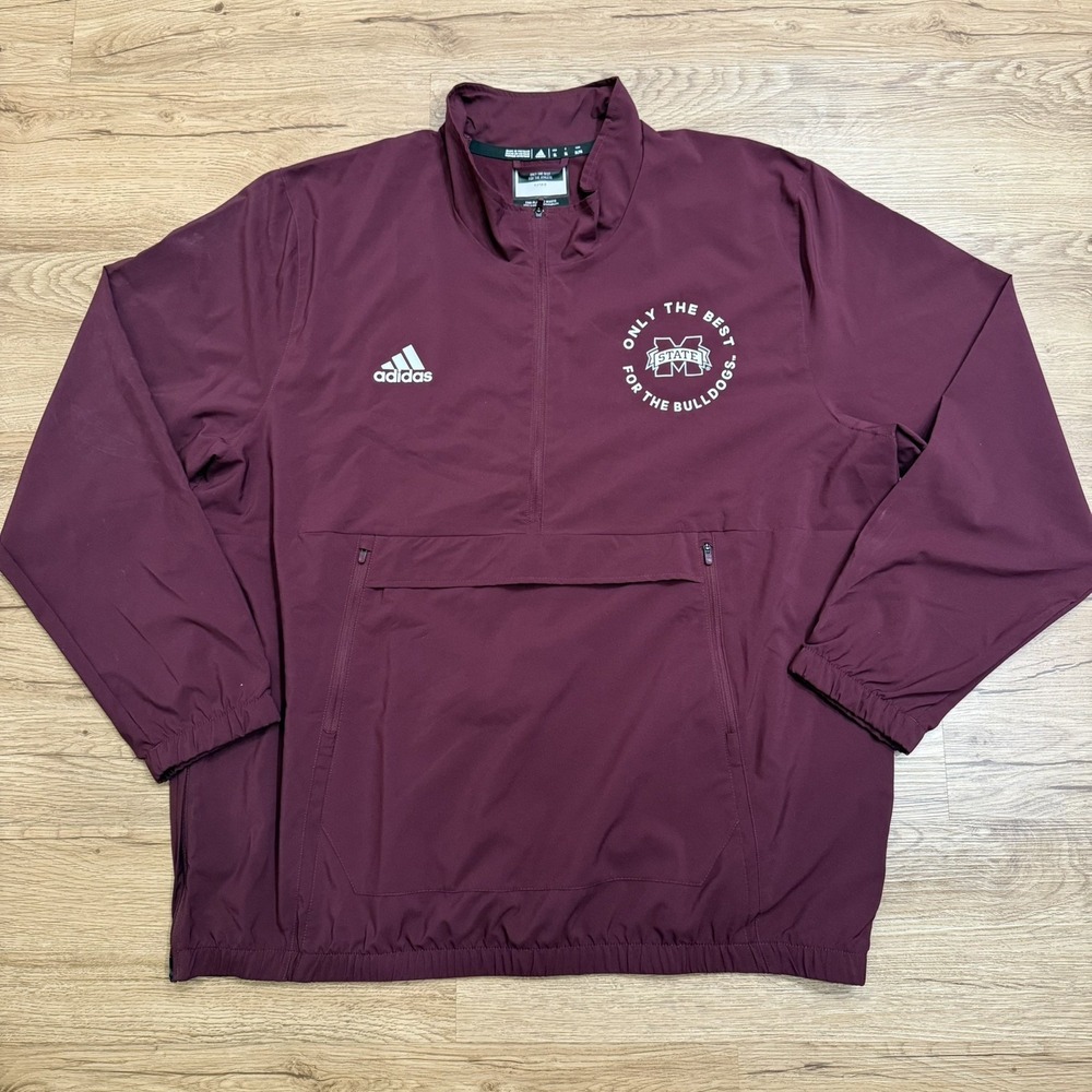 Mississippi State Bulldogs adidas Pullover Men's‎ Maroon 1/2 Zip Size XL